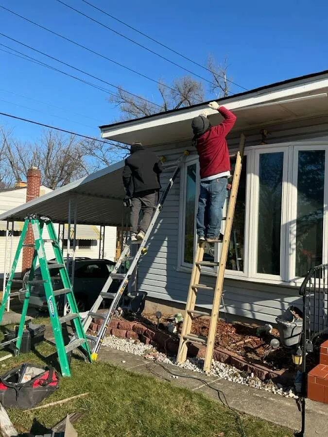 Restoration crew performing exterior repair in Delafield